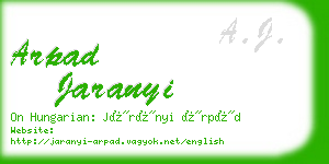 arpad jaranyi business card